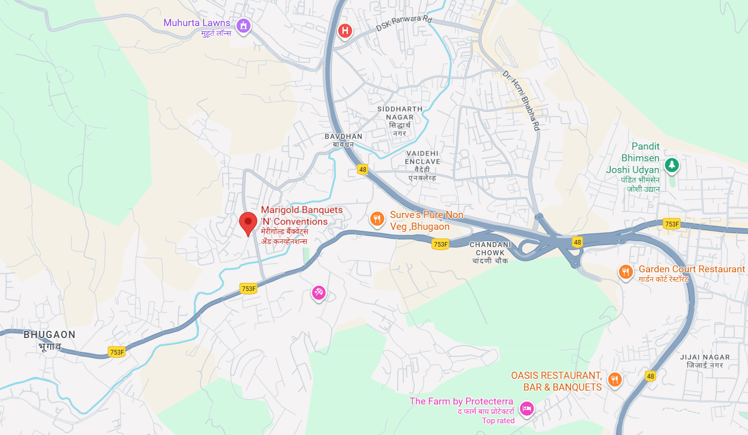 Map showing Marigold location